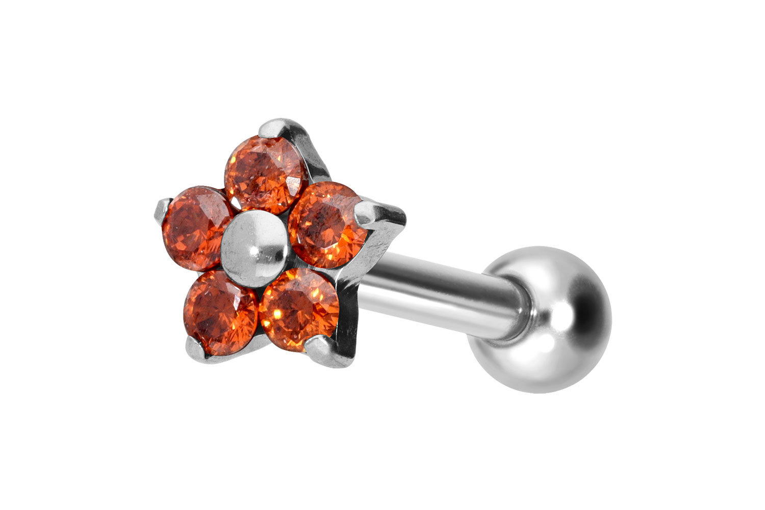 Titan Ohrpiercing mit Innengewinde KRISTALLBLUME